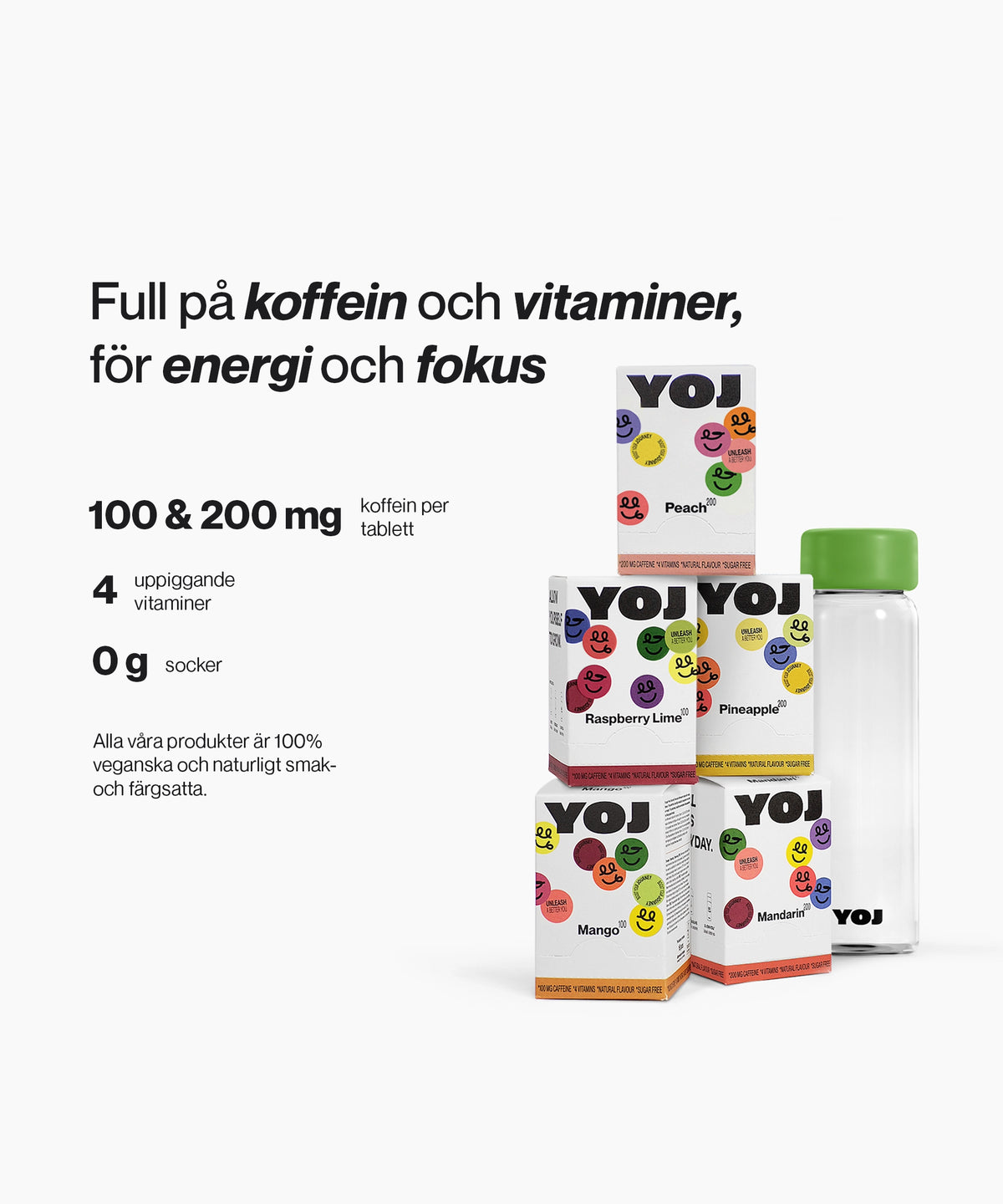 Alla smaker och flaska med grönt lock